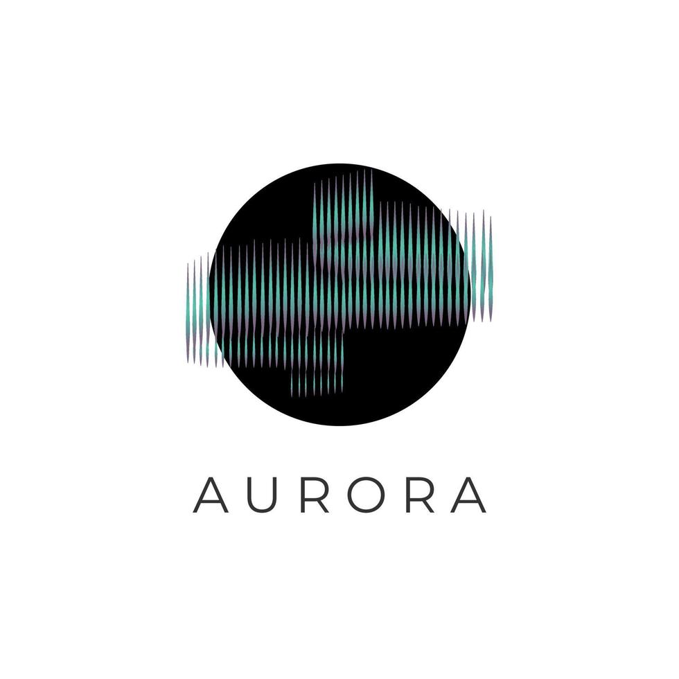 Aurora einfaches Illustrationslogo mit schwarzem Schatten vektor