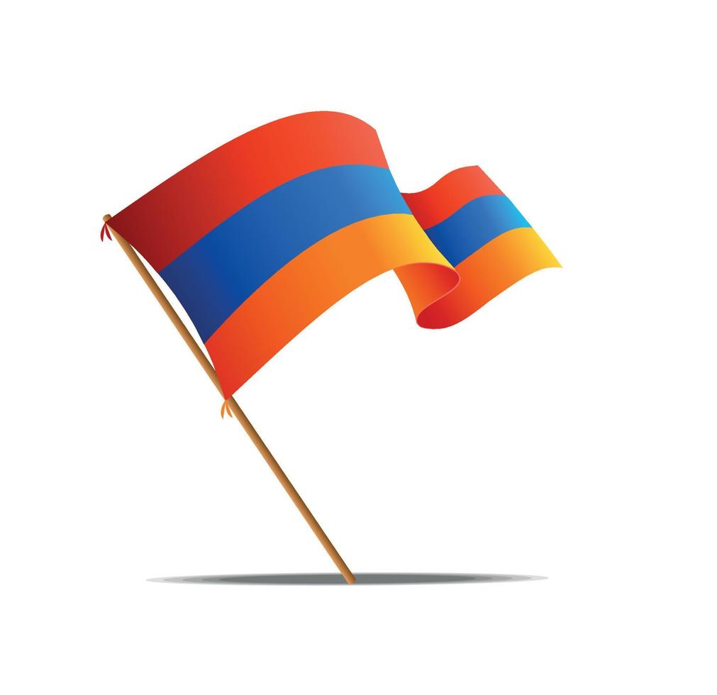 realistische 3d-detaillierte armenien-flagge am fahnenmast. Vektor