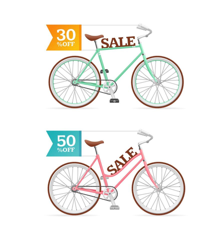 försäljning begrepp med realistisk detaljerad 3d cykel uppsättning. vektor