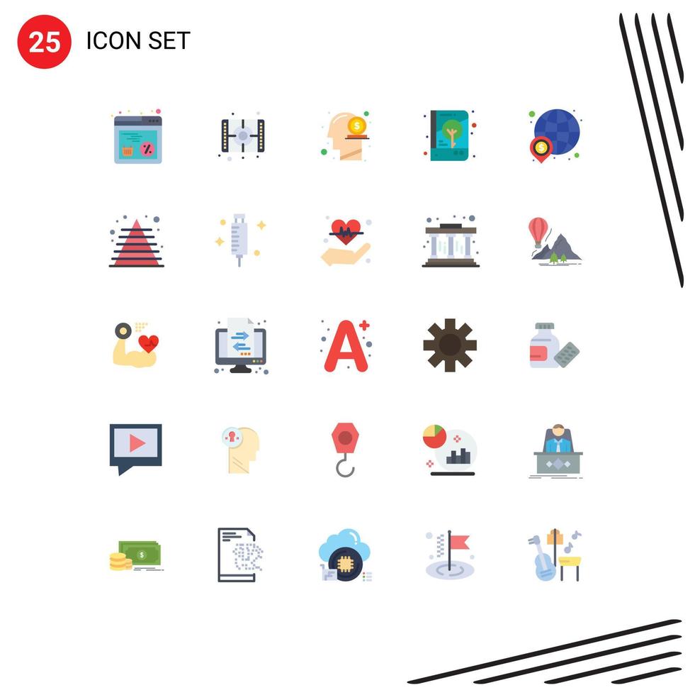universell ikon symboler grupp av 25 modern platt färger av skriva ut omslag dollar varumärke identitet pengar redigerbar vektor design element
