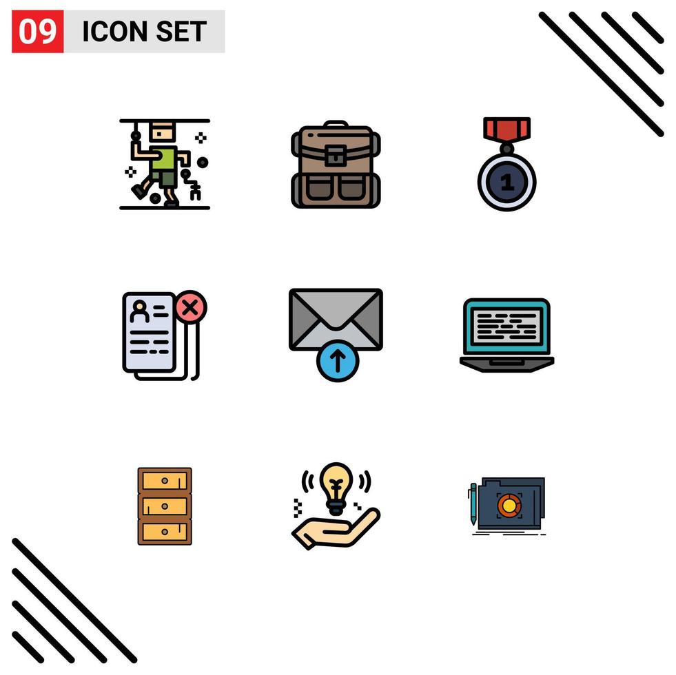 Stock Vector Icon Pack mit 9 Zeilenzeichen und Symbolen für den Lebenslauf Lebenslauf Wanderkarriere Position editierbare Vektordesign-Elemente