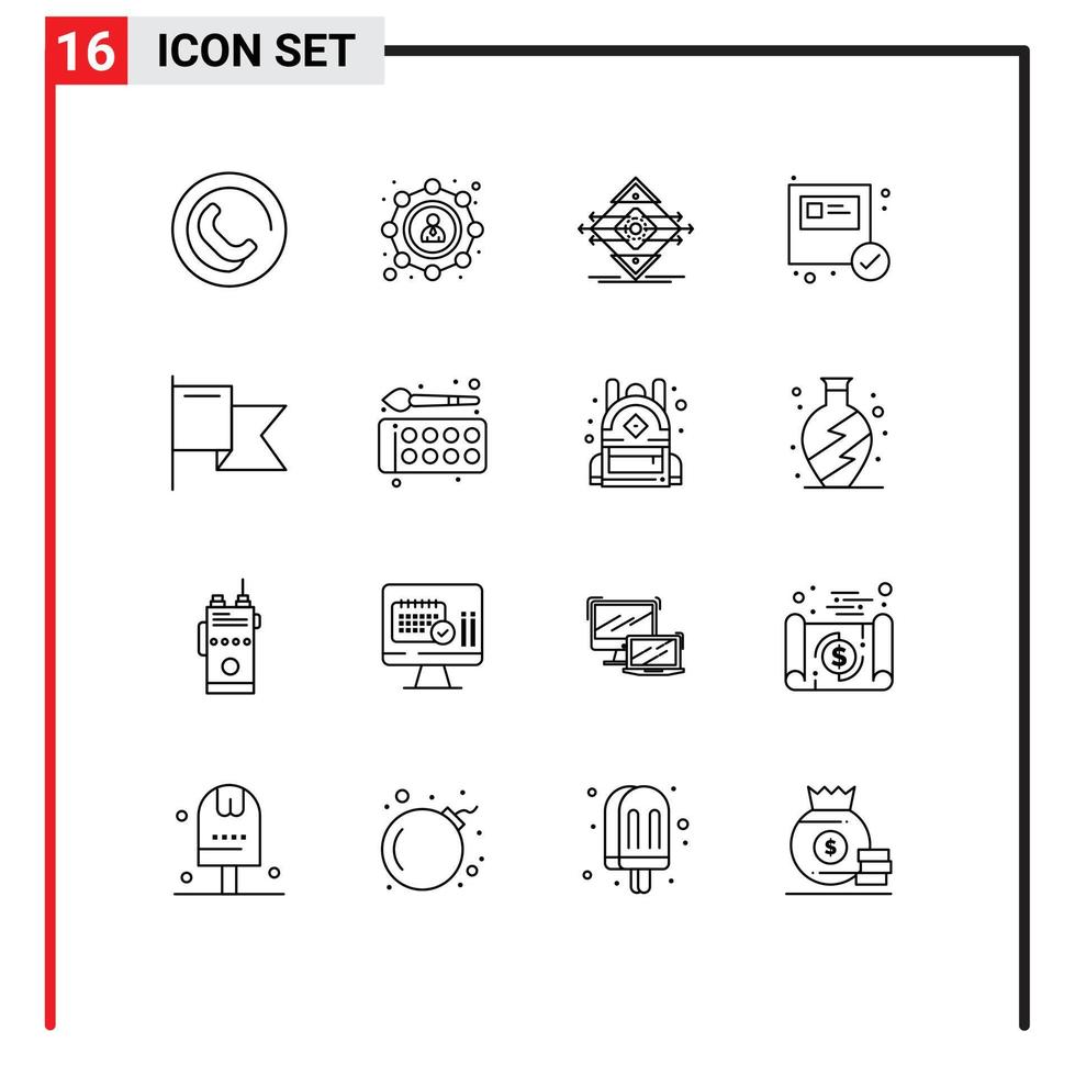 översikt packa av 16 universell symboler av flagga handla körfält paket låda redigerbar vektor design element