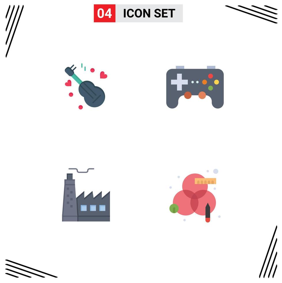 Aktienvektor-Icon-Pack mit 4 Zeilenzeichen und Symbolen für Gitarrenfabrik-Liebesspielindustrie editierbare Vektordesign-Elemente vektor