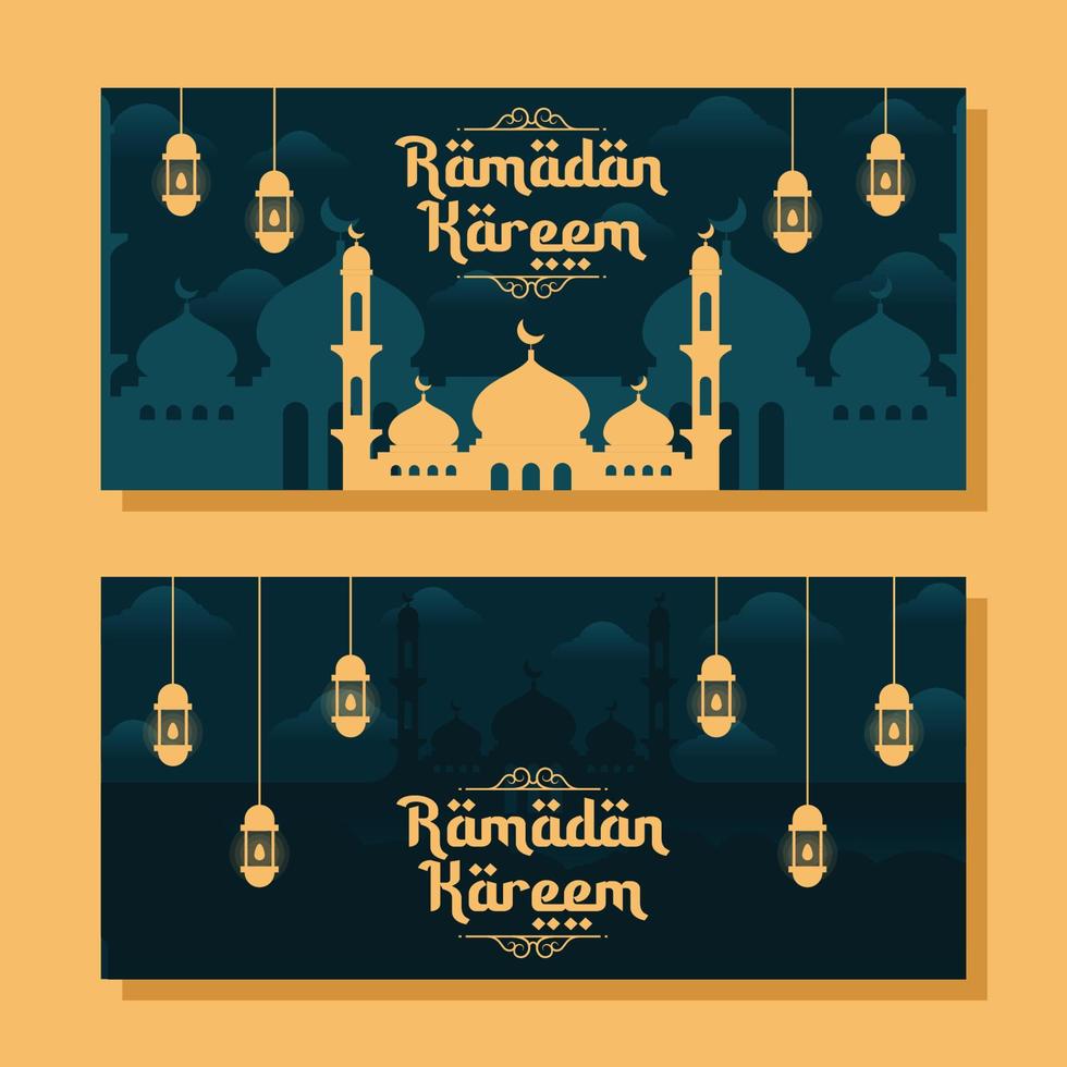 ramadan horizontale fahnenillustration im flachen design vektor