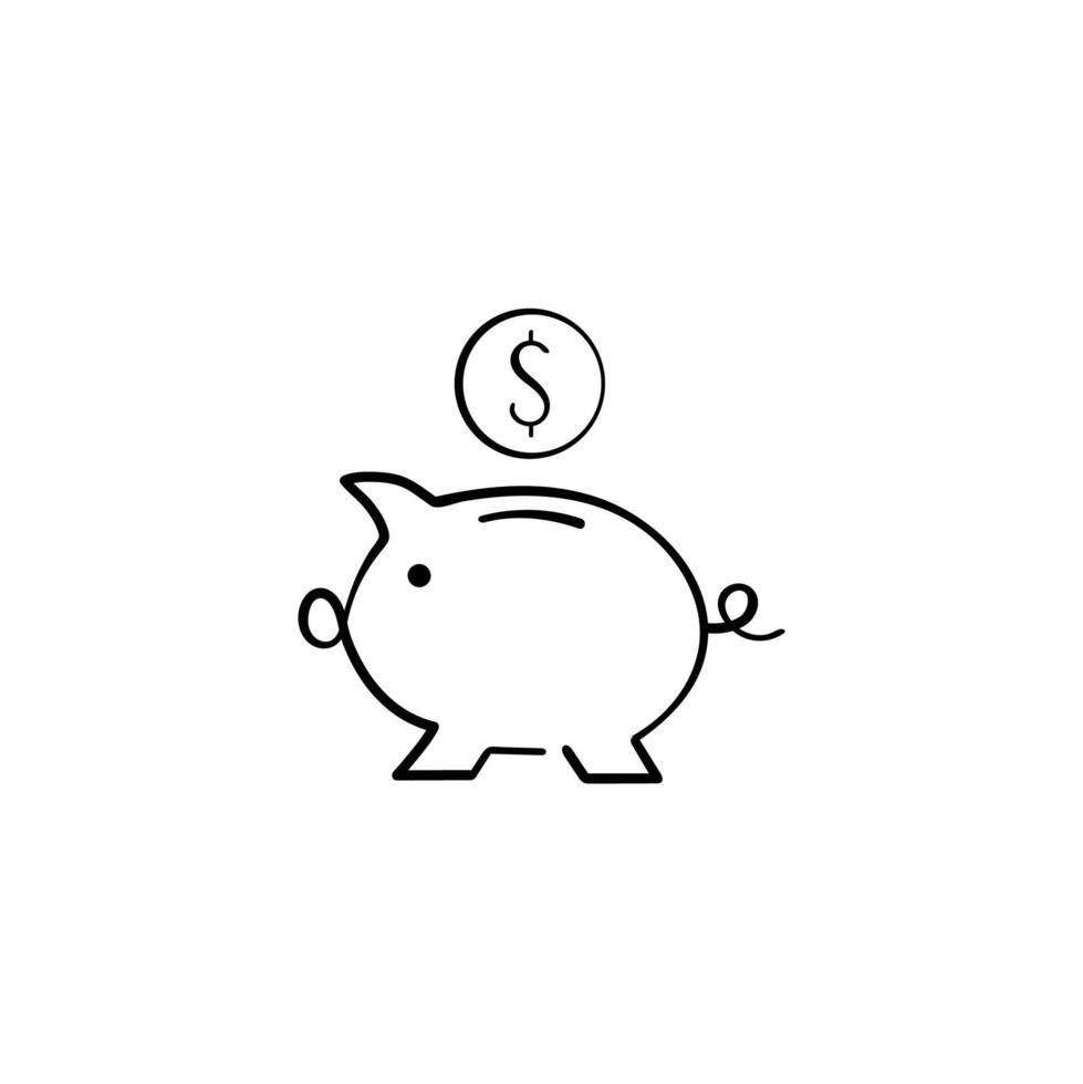 Sparschwein Linienstil Icon Design vektor