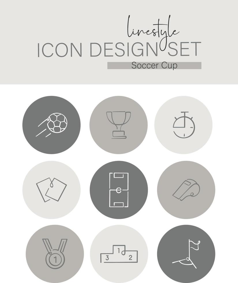 Linestyle-Icon-Design-Set Fußball-Cup vektor