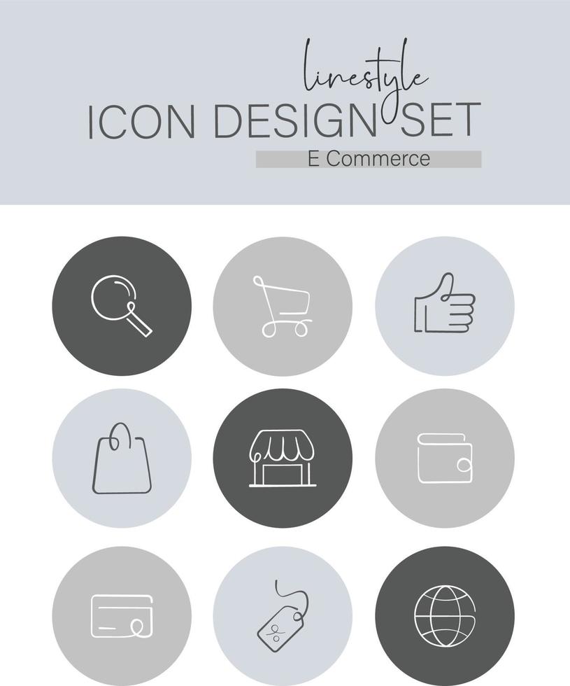 Linestyle-Icon-Design-Set E-Commerce vektor