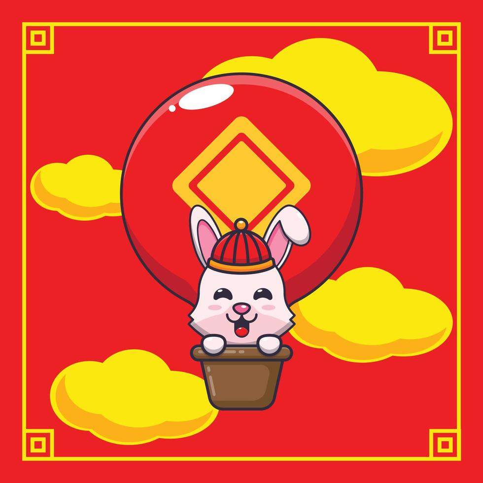 niedliches kaninchen in der chinesischen neujahrskarikatur-vektorillustration. vektor