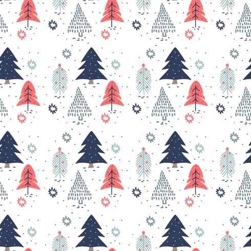 Hand gezeichnete Weihnachtsbäume Muster vektor