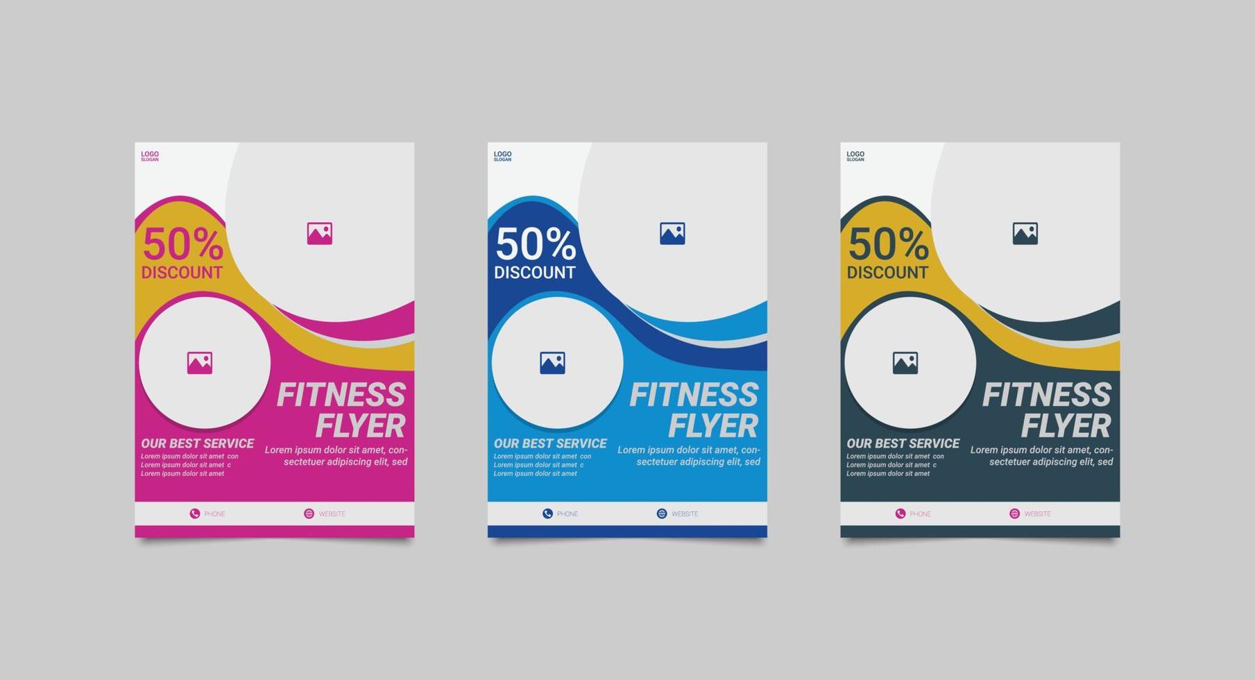 Fitness- und Fitness-Flyer-Design. A4-Größe und vollständig bearbeitbarer Datei-Flyer vektor