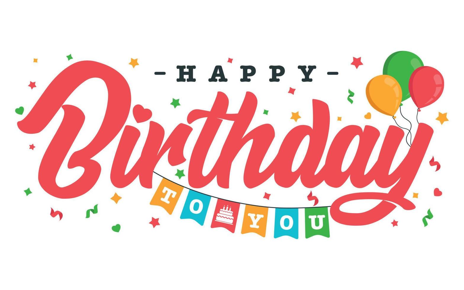 Lycklig födelsedag typografi eller kalligrafi text med ballonger vektor
