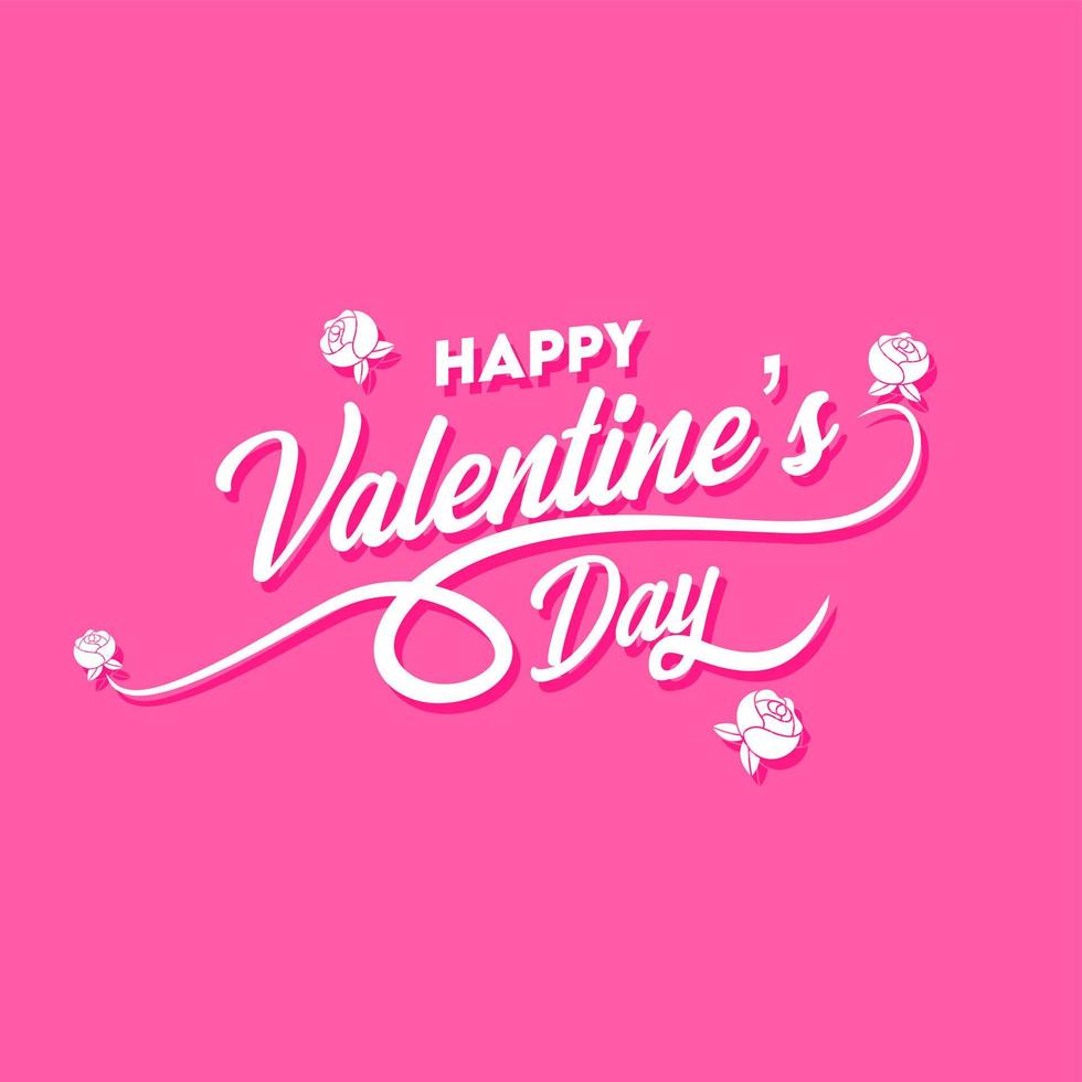 text happy valentines day typografie, in rosa hintergrund vektor