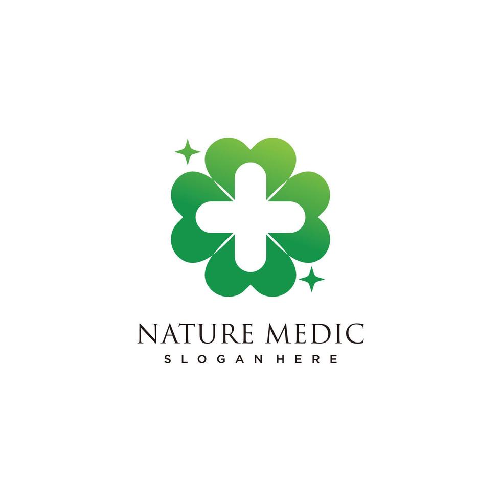medicinsk logotyp med klöver blad element premie vektor