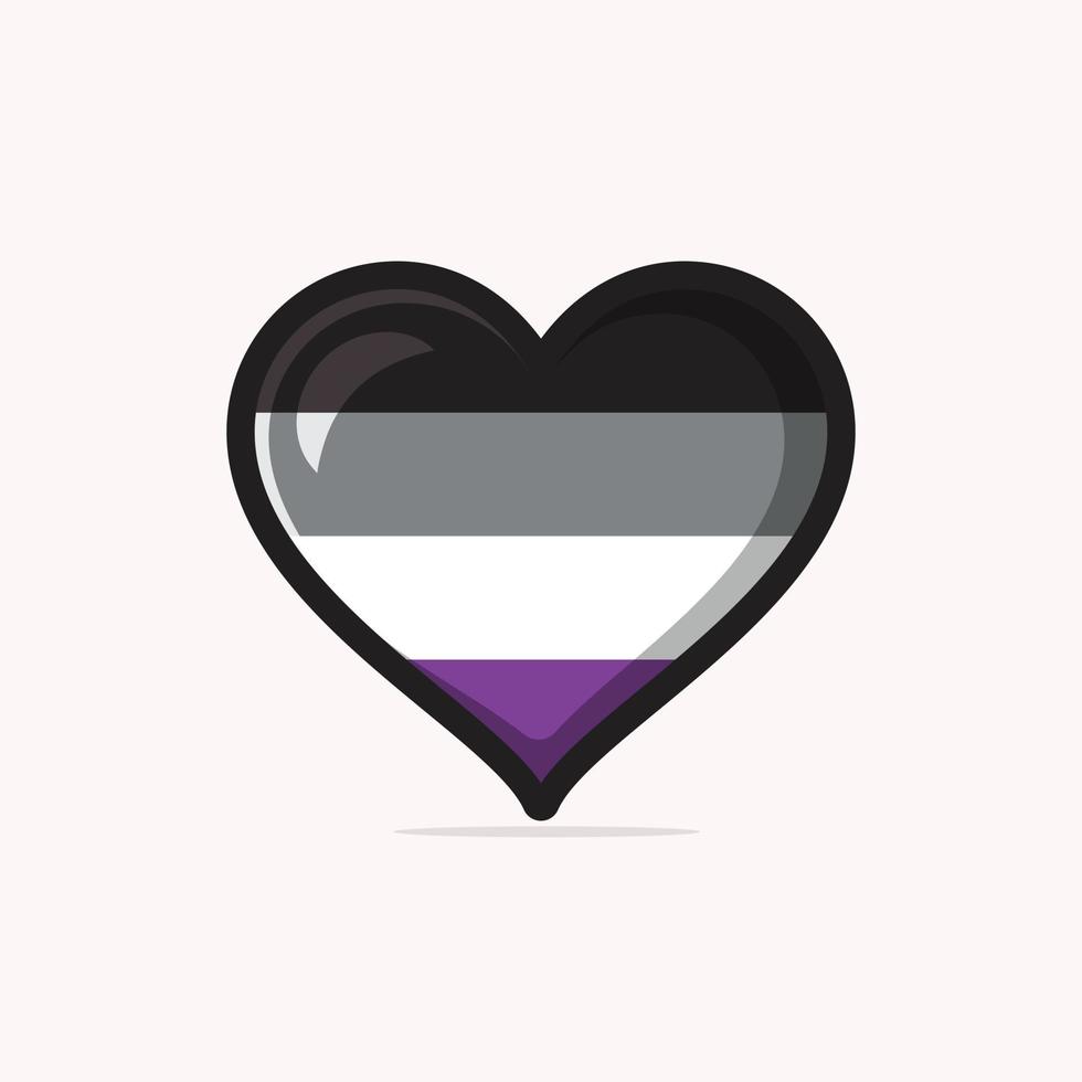 asexuelle Flagge in Herzform-Vektorillustration vektor