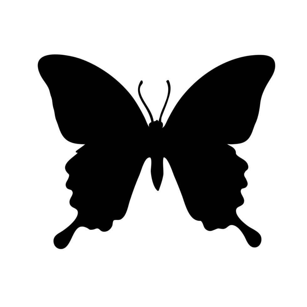 schöner Schmetterling im Silhouettenstil auf weißem Hintergrund. Vektor-Illustration. vektor