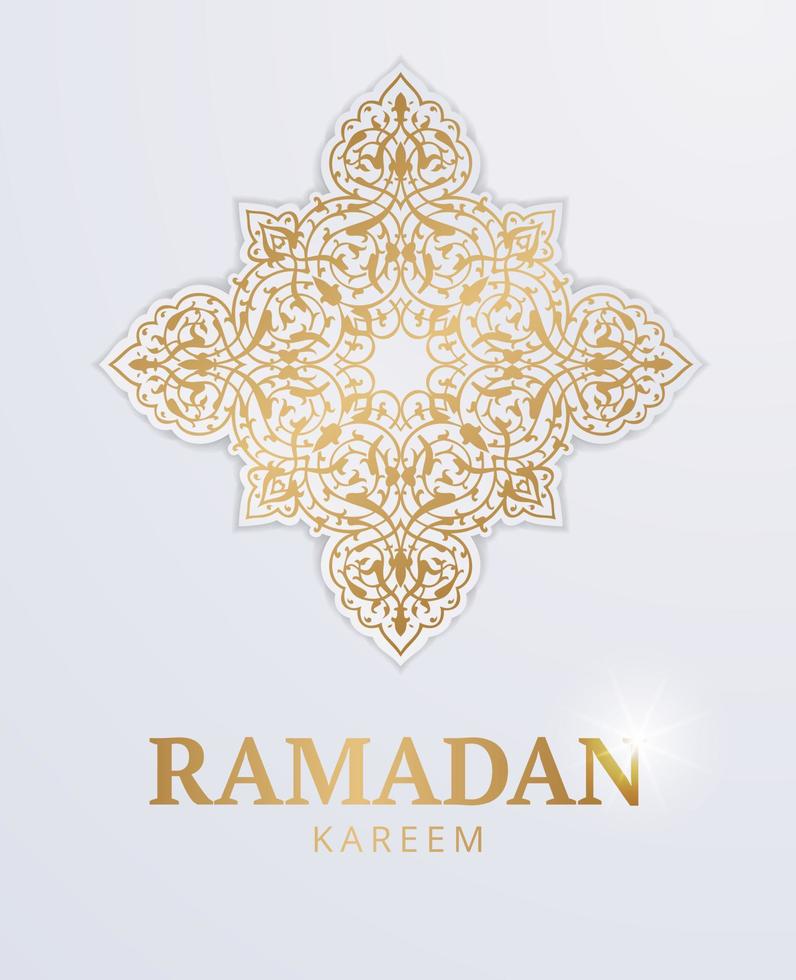 vit och guld kort ramadan kareem. vektor