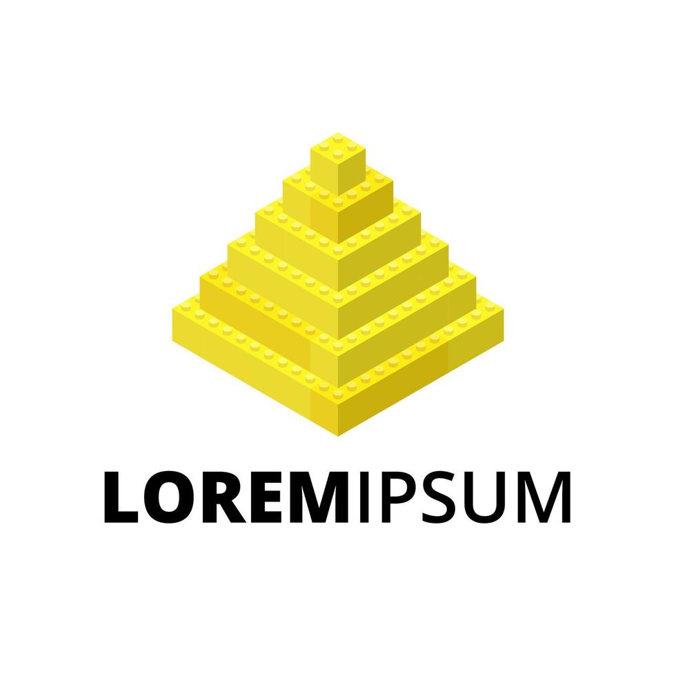 logo aus einer pyramide aus kunststoffblöcken in isometrischem stil für eine bank, sicherheitsfirma.vektorillustration. vektor