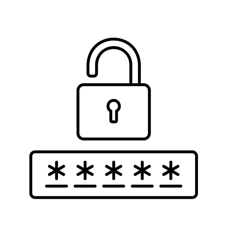 Passwortsymbol zum Entsperren des Sicherheitsschlosses mit Vorhängeschloss vektor