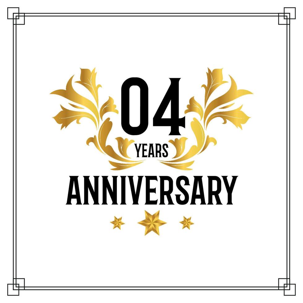 04:e årsdag logotyp, lyxig gyllene och svart Färg vektor design firande.