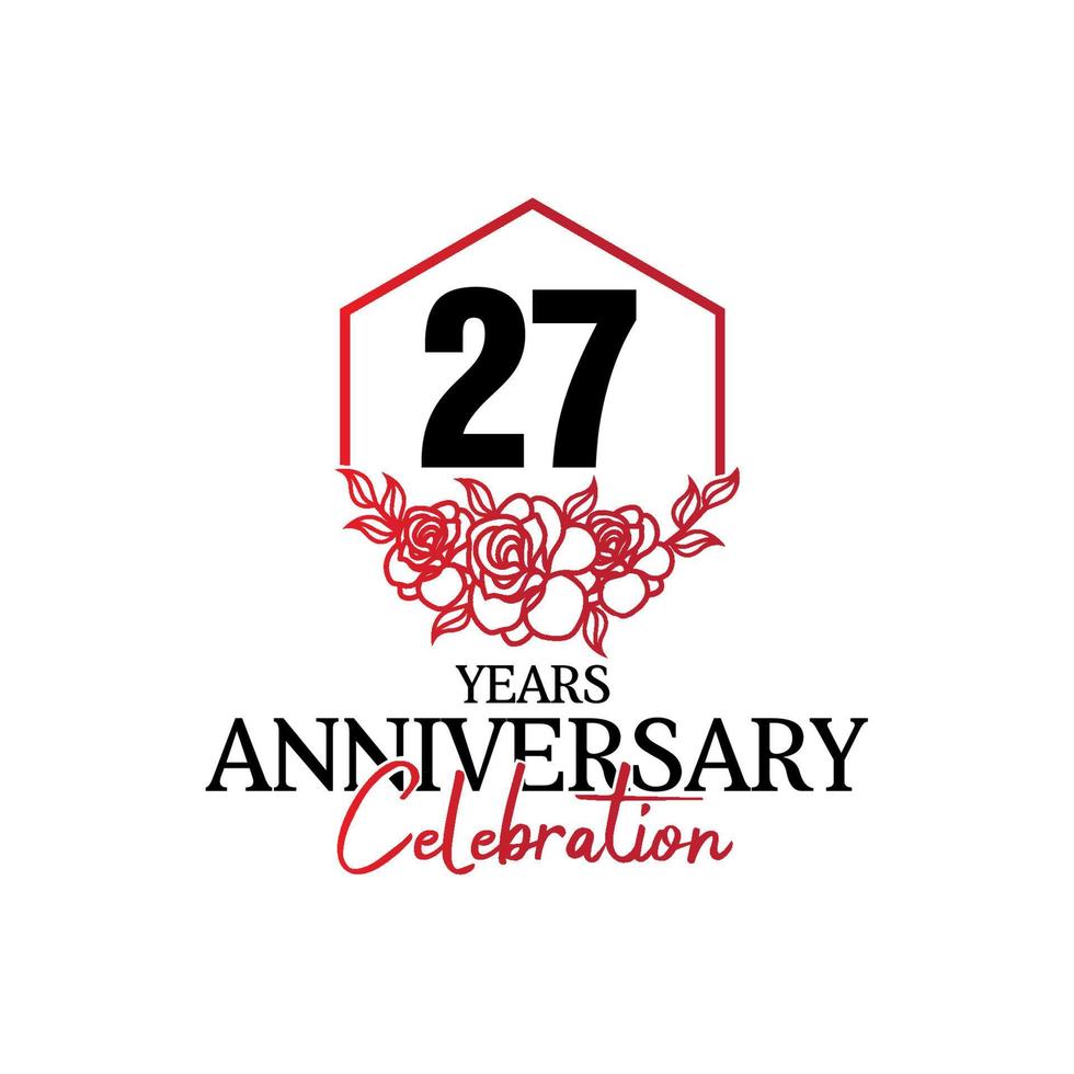 27 år årsdag logotyp, lyxig årsdag vektor design firande