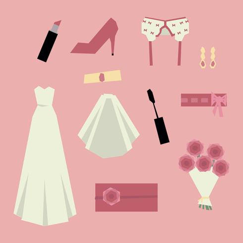Rosa bröllopsprodukter för kvinnor vektor