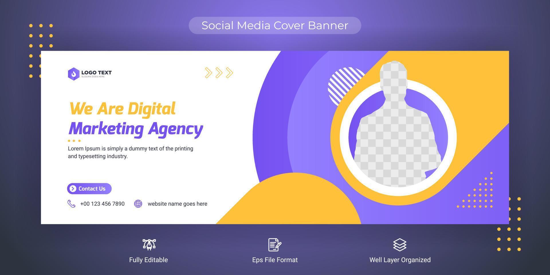 kreativ företagsverksamhet marknadsföring sociala medier täcka banner post mall vektor