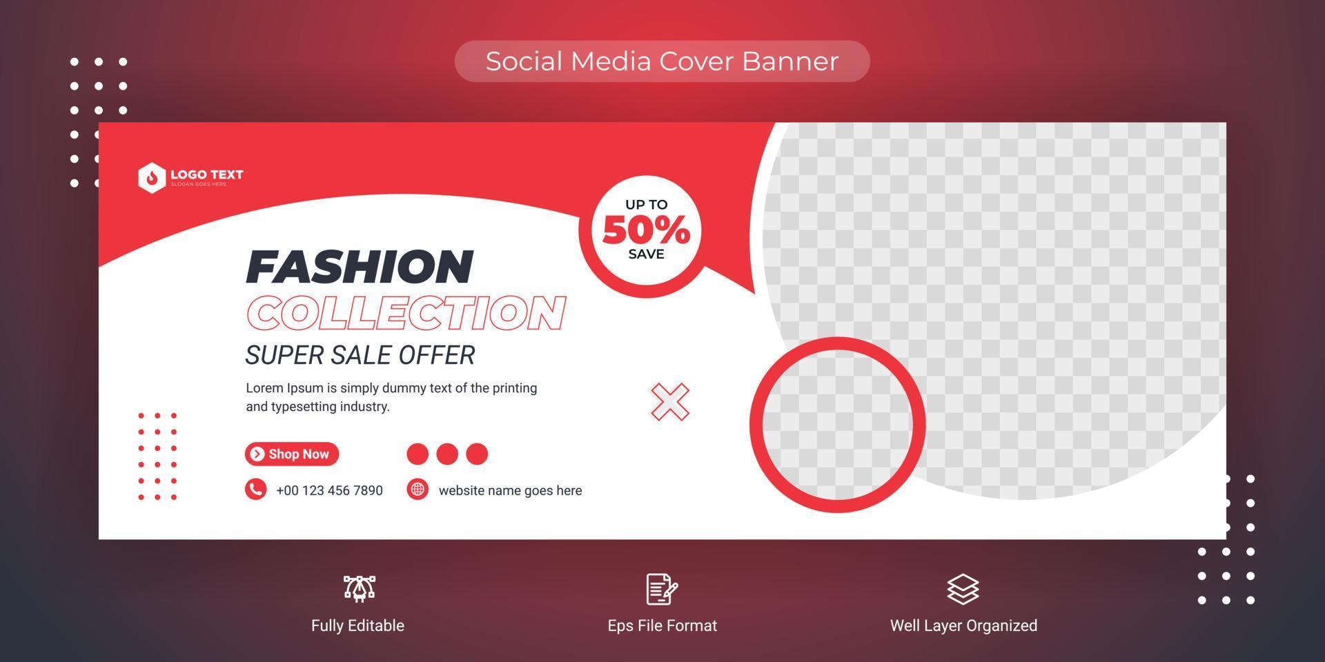 Mode-Social-Media-Cover-Banner-Post-Vorlage, Web-Banner-Timeline-Vorlage vektor