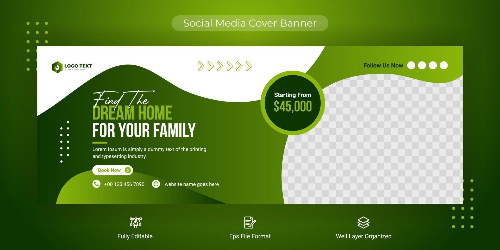 fastigheter sociala medier cover banner mall design vektor
