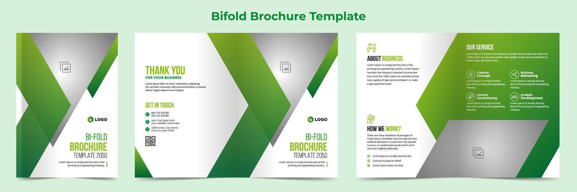 kreatives Corporate Business Bifold-Broschürenvorlagendesign, abstrakte Business-Bifold-Broschüre, Vektorbroschürenvorlagendesign. Broschürendesign, Cover, Jahresbericht, Poster, Faltflyer vektor