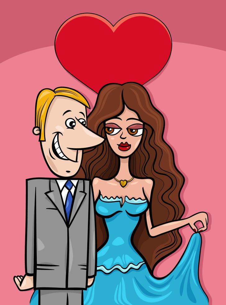 Valentinskarte mit Cartoon-Paar in der Liebe vektor