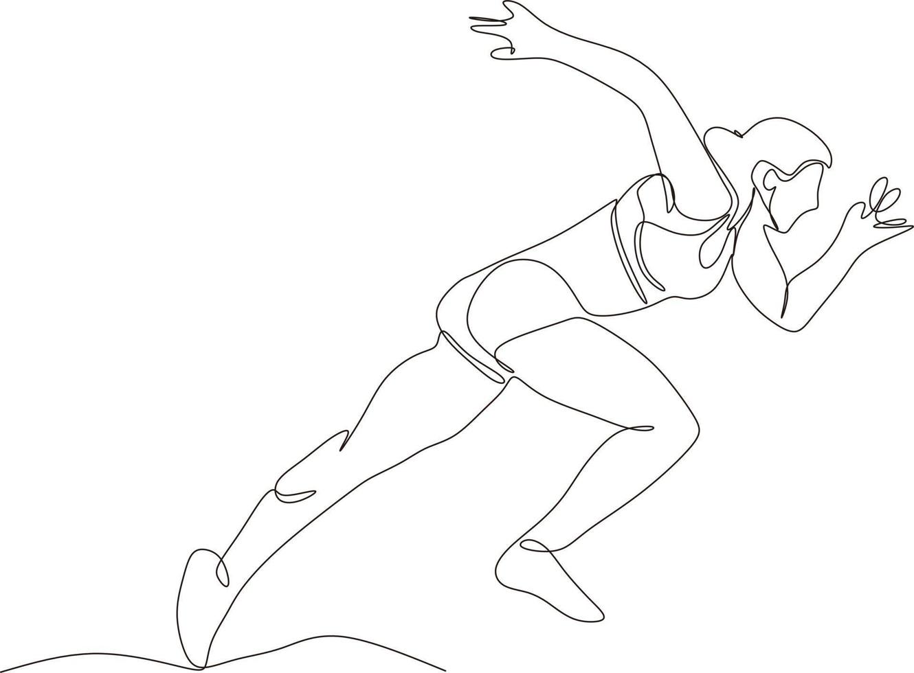 kontinuerlig linje teckning. sport kvinna löpning på vit bakgrund. vektor illustration