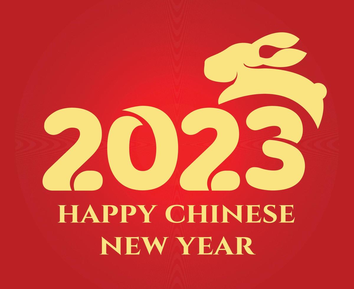 frohes chinesisches neujahr 2023 jahr des kaninchens abstrakter golddesign-illustrationsvektor mit rotem hintergrund vektor