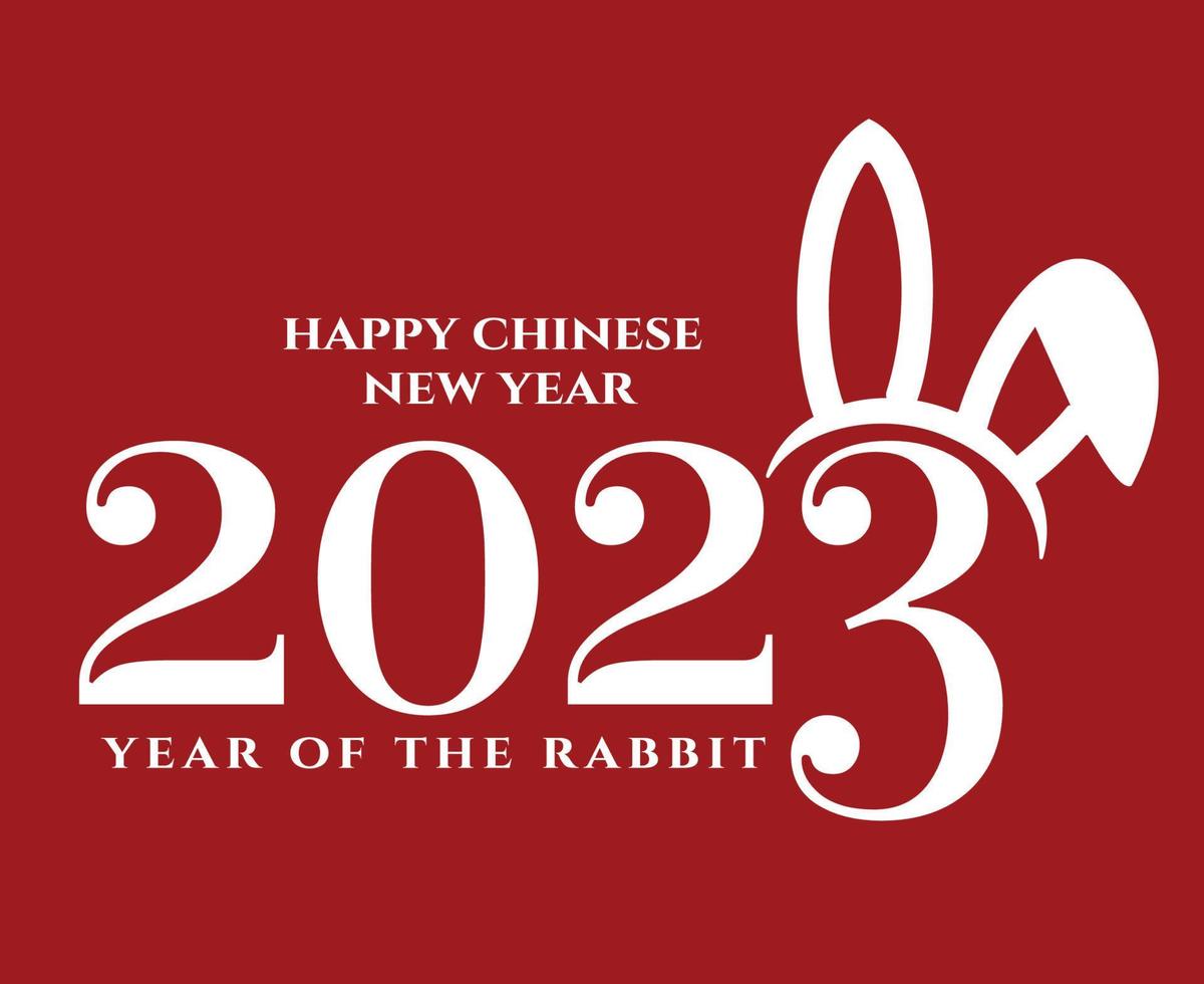 frohes chinesisches neujahr 2023 jahr des kaninchens weißer abstrakter designillustrationsvektor mit rotem hintergrund vektor