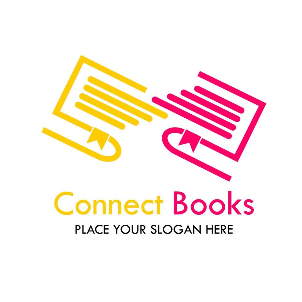 Connect-Bücher-Logo-Vorlagenillustration. es gibt Bücher und Finger. das ist gut für die bildung vektor