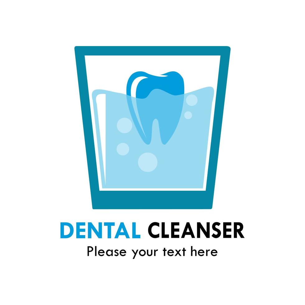Logo-Design-Vorlage für Zahnreiniger. Es gibt Zahn- und Glaswasser vektor