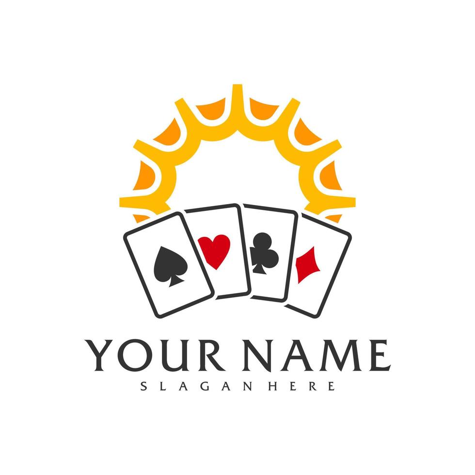 Sonne-Poker-Logo-Vektorvorlage, kreative Poker-Logo-Designkonzepte vektor