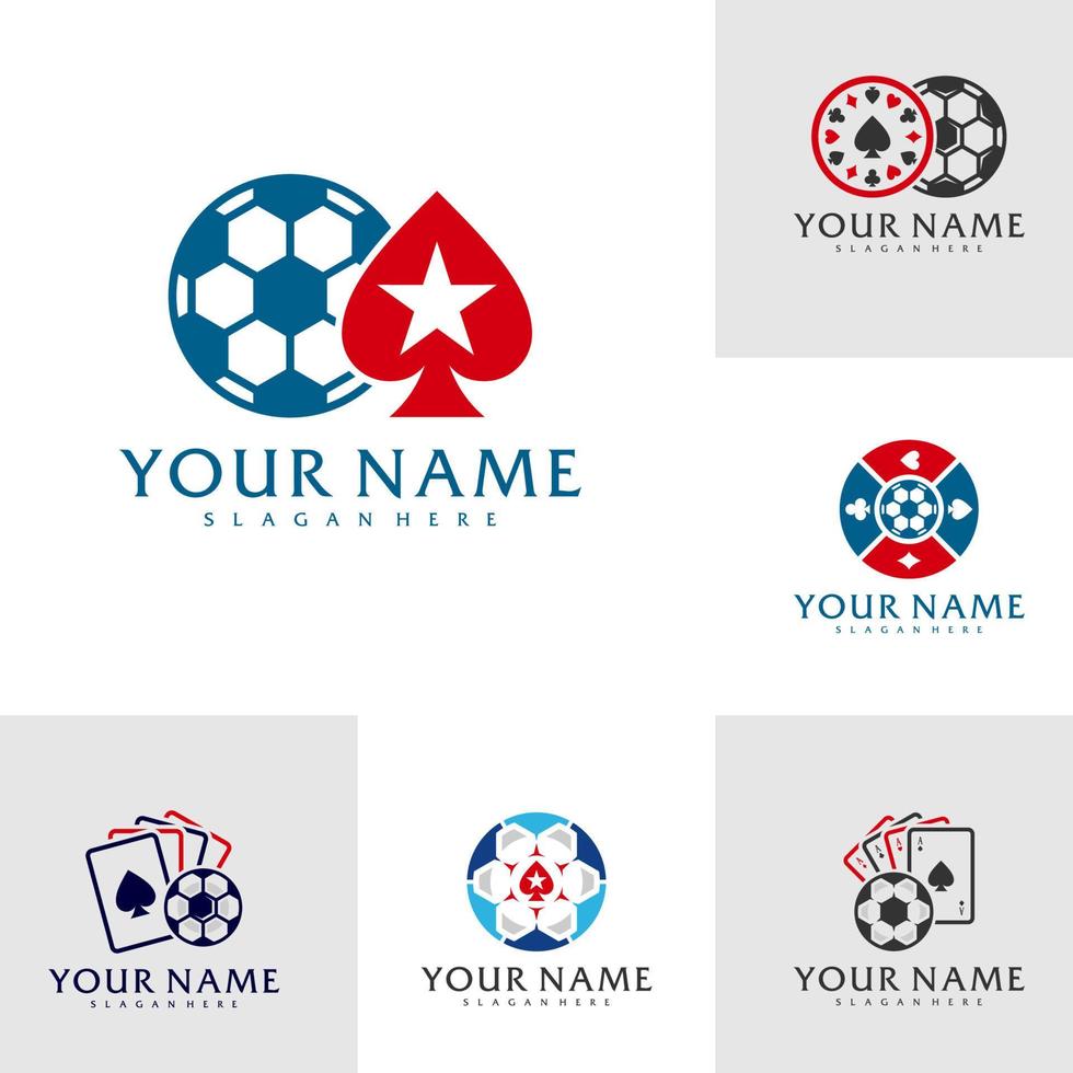 Set von Fußball-Poker-Logo-Vektorvorlagen, kreative Poker-Logo-Designkonzepte vektor