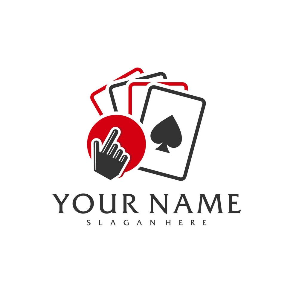 klick poker logotyp vektor mall, kreativ poker logotyp design begrepp
