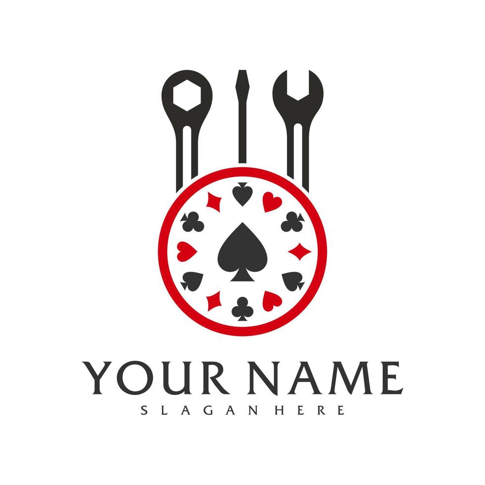 Mechaniker-Poker-Logo-Vektorvorlage, kreative Poker-Logo-Designkonzepte vektor