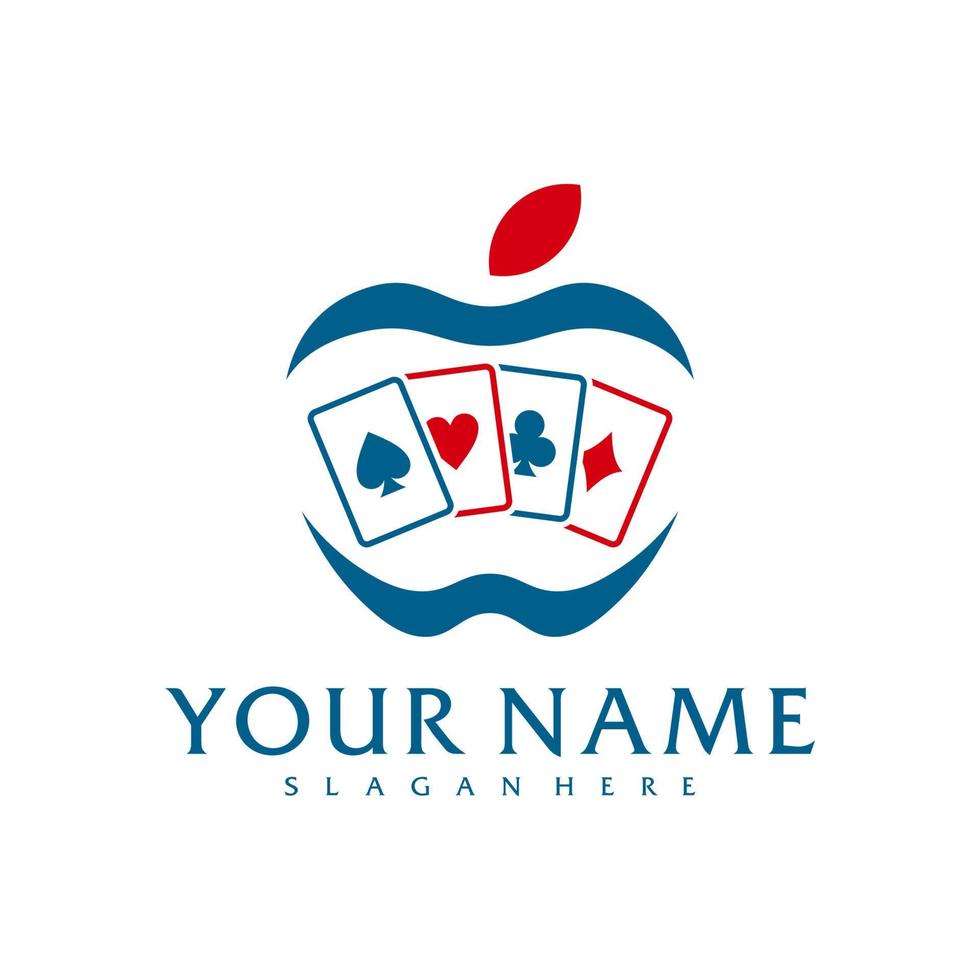 Apple-Poker-Logo-Vektorvorlage, kreative Poker-Logo-Designkonzepte vektor