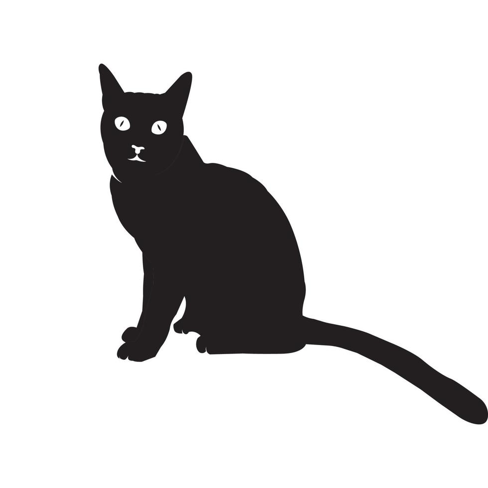 svart katt ikon vektor