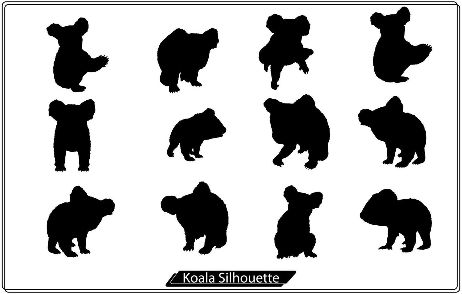 koala vektor silhuett ikon uppsättning fri