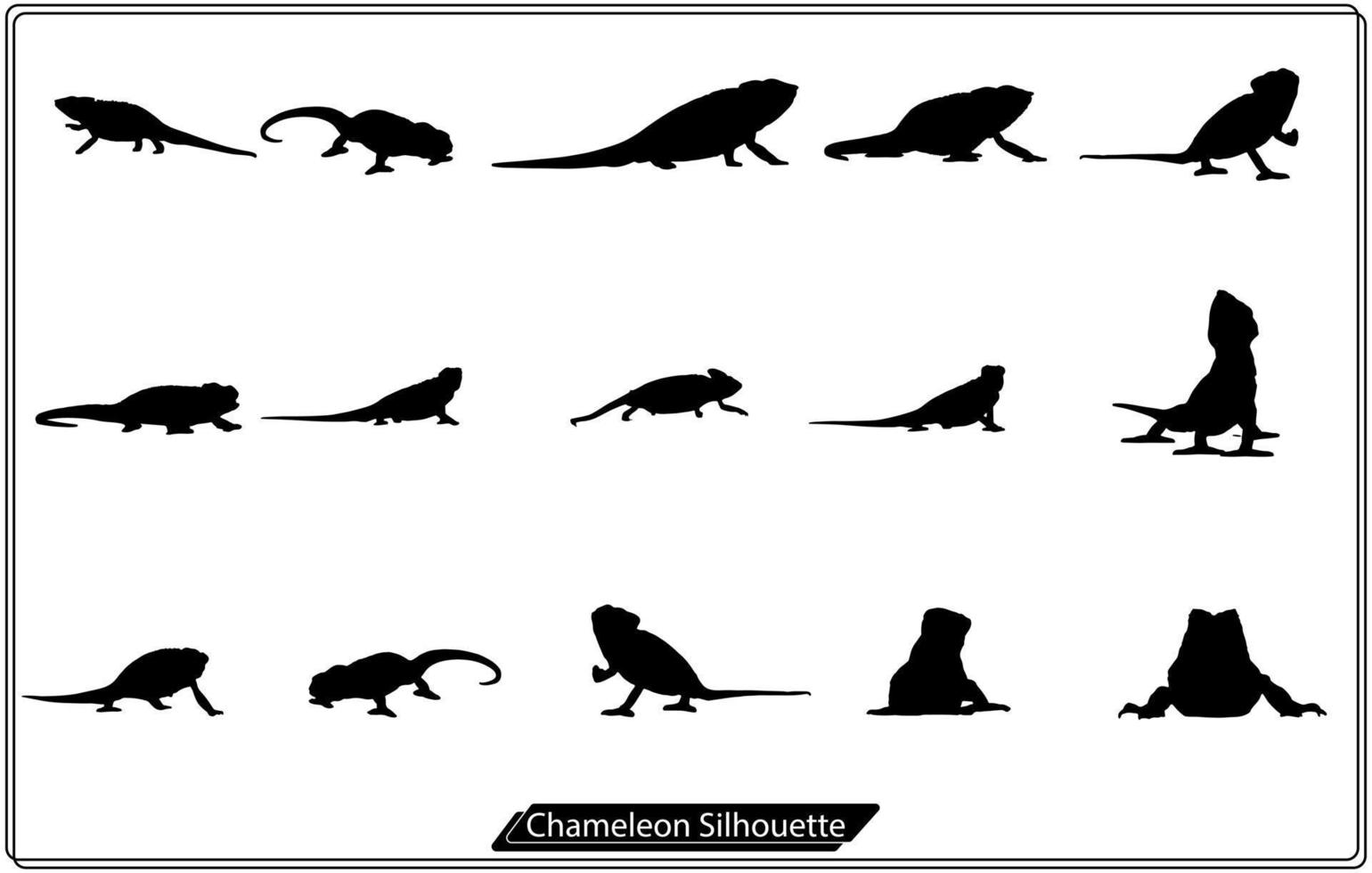 Chamäleon-Vektor-Silhouette-Symbole. kostenlos vektor