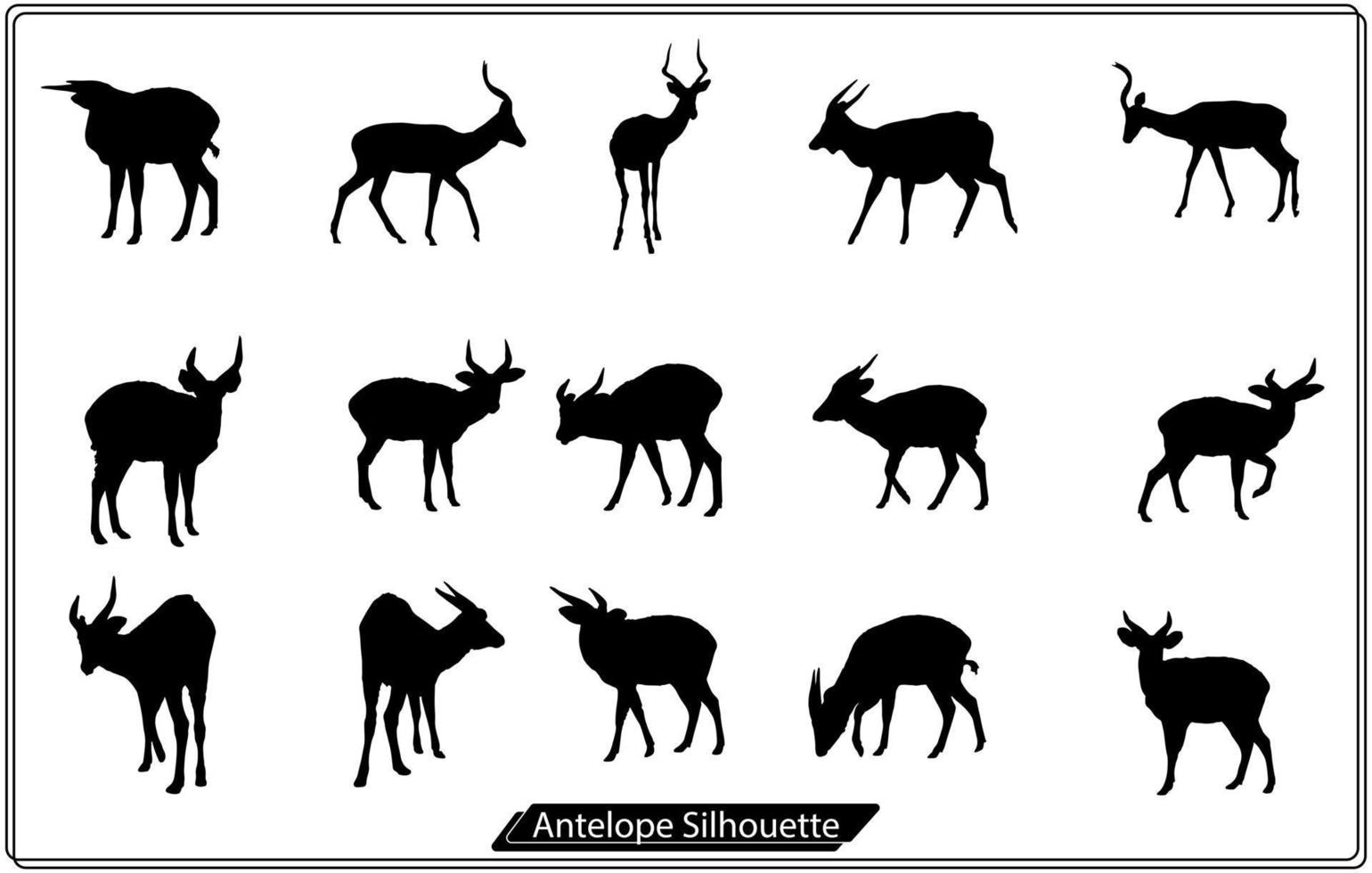 uppsättning vektor silhuetter av afrikansk antilop. fri