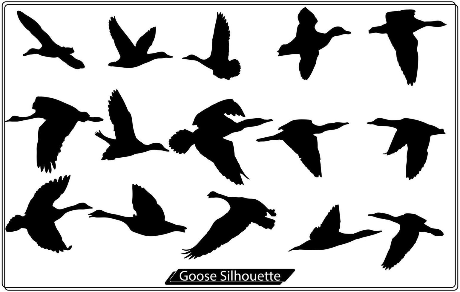 Gans-Vektor-Silhouette-Icon-Set kostenlos vektor