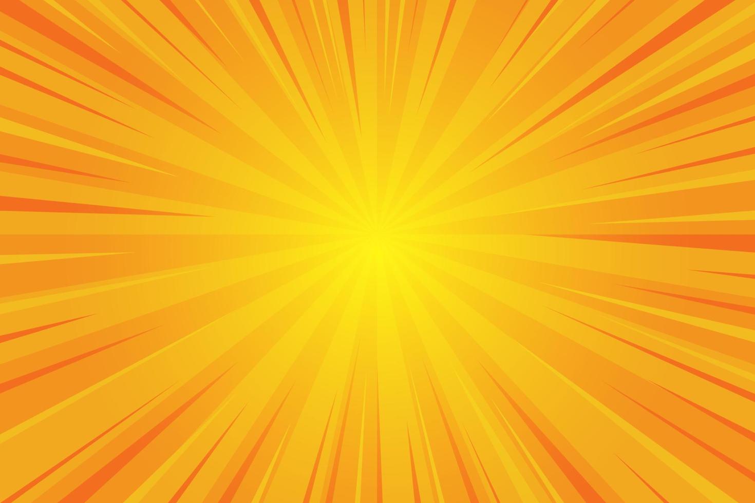 orangefarbener Sunburst-Hintergrund. radiale konzentrische Linien. Comic-gestreifte Vintage-Tapete. Vektor gelbe abstrakte Illustration.