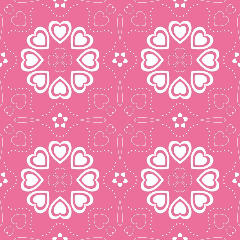 nahtloses Muster mit bunter Herzform auf rosa background.vector Illustration. vektor