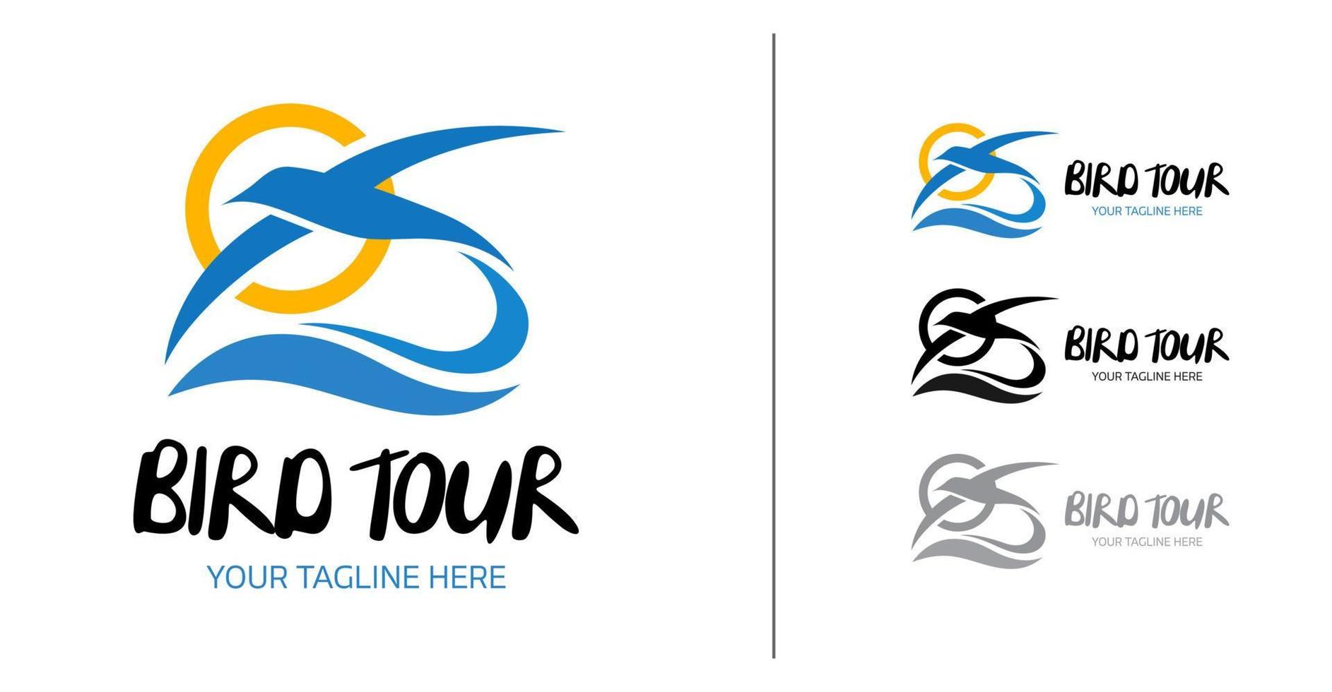 Reisebüro-Logo. albatros-vogelfliege über meerillustration vektor
