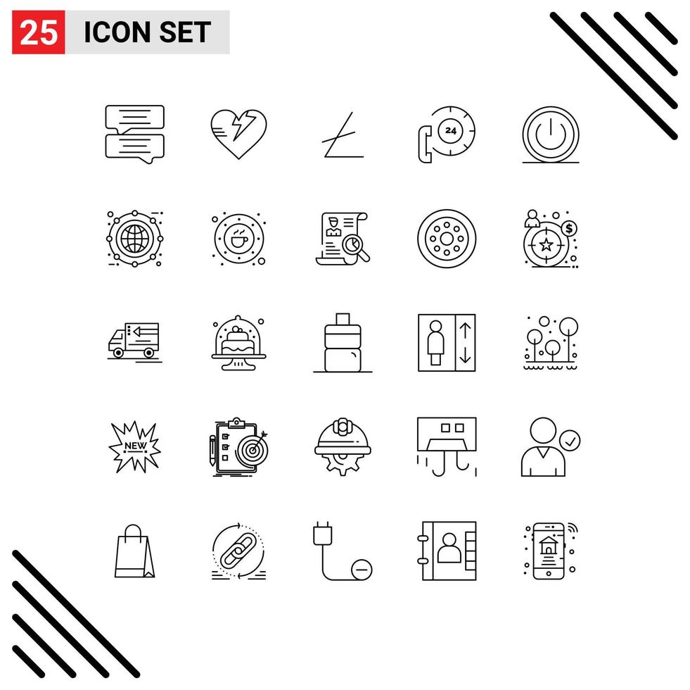 Linienpaket mit 25 universellen Symbolen zum Ausschalten von Kryptowährungen, grundlegende kontaktbearbeitbare Vektordesignelemente vektor