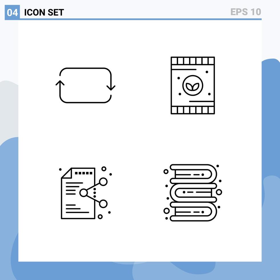 modern uppsättning av 4 fylld linje platt färger och symboler sådan som tillbaka fil uppsättningar växt Ansökan redigerbar vektor design element
